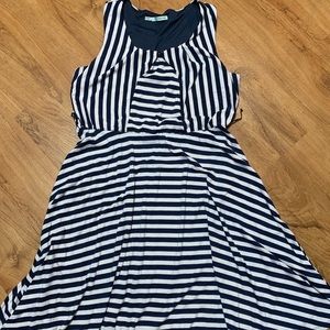 Navy and white striped dress